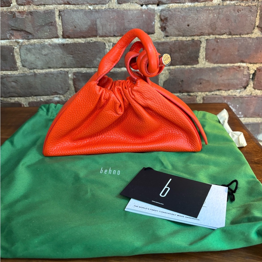 Behno Tina baguette mini pebble ruched poppy bag